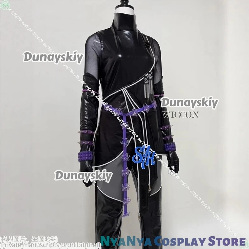 Mira Huntrix Novo ktaAnime Kpop Demon Cosplay Preto Roxo PU Macacão Sexy Jirai Kei Meninas Goth Ninja Lingerie Halloween