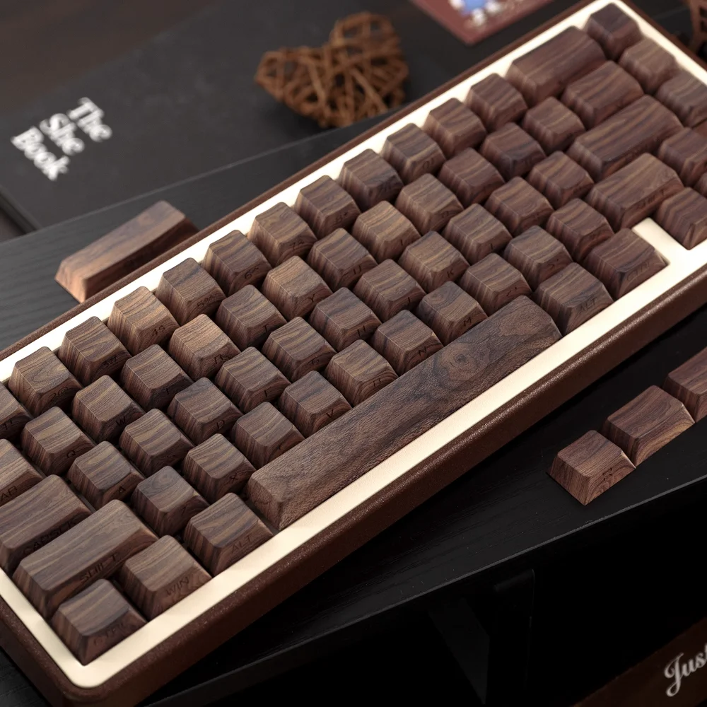 

136 Key Wood Grain Key Cap Cherry PBT Side Engraved Transparent Key Cap Suitable for Mx Switch Mechanical Keyboard ISO Layout