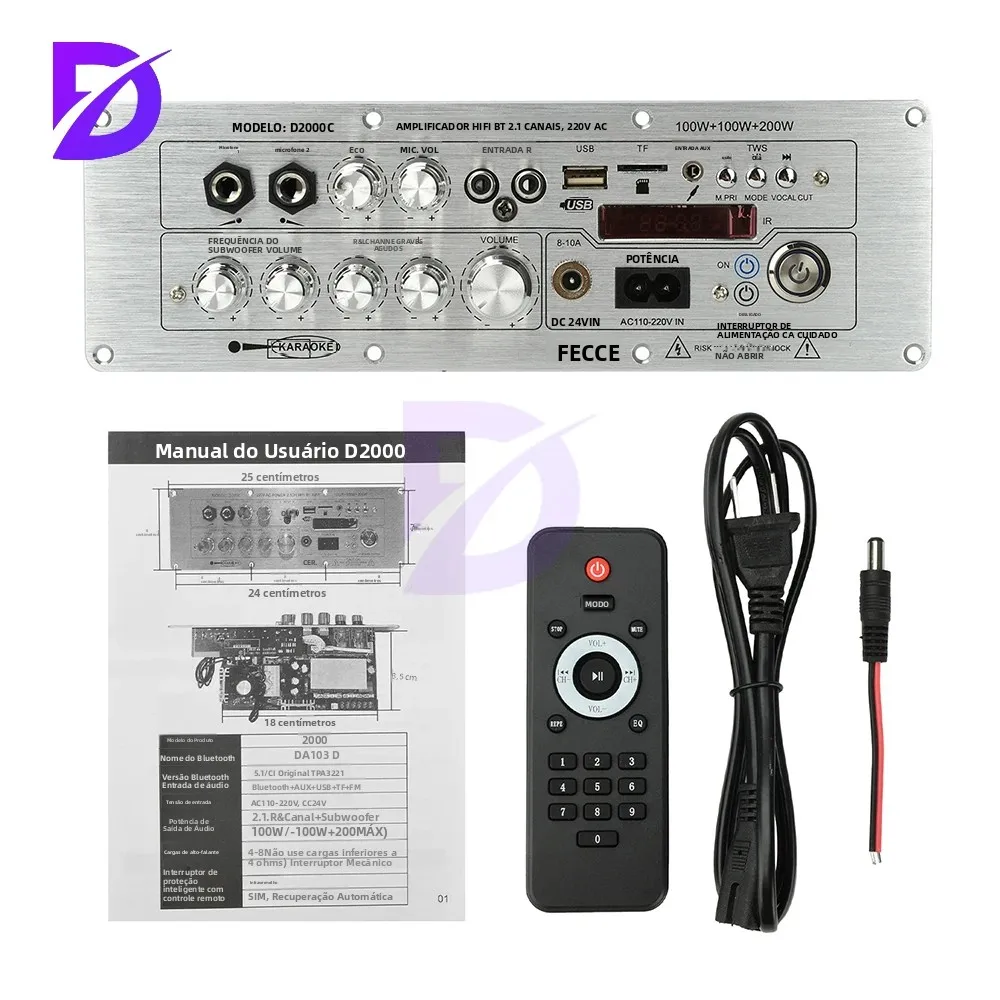 dc-24v-ac110-20v-d2000-bt-アンプボード-21-チャンネル-100w-100w-200w-ハイパワー出力オーディオアンプボード