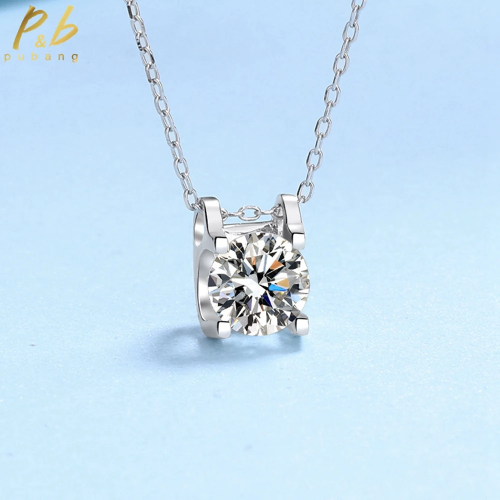 

PuBang Fine Jewelry 925 Sterling Silver GRA D Moissanite Diamond Simple Pendant Necklacefor Women Anniversary Gift Free Shipping