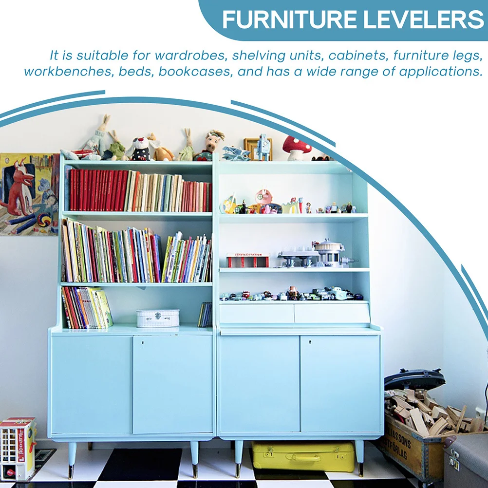 

Furniture Leg Levelers 30pcs Iron Adjustable Feet with Anti-slip Pads M8 Screw Base for Table Cabinet Support Durable Metal