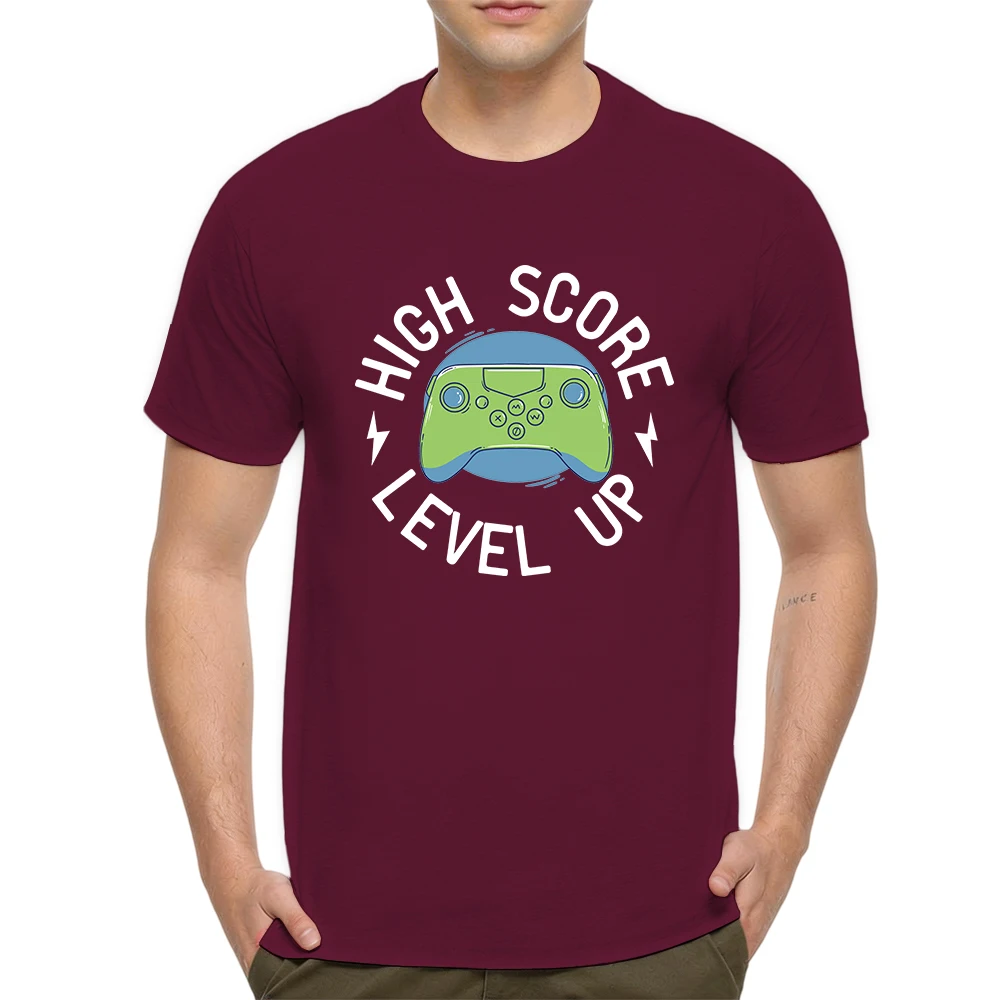 Mens 100% Cotton T Shirt Game Controller Cartoon Handheld Gamepad Circle Background Print Breathable Short Sleeve Daily Wear