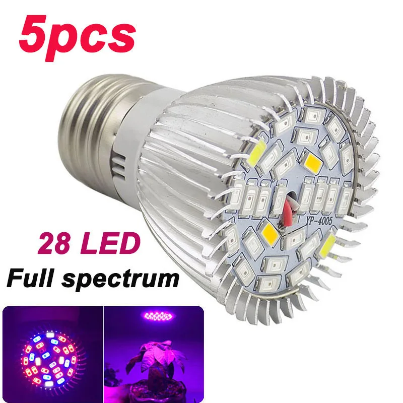 5pcs Plant Grow Lights Full spectrum 28 18 LED Bulb Growing Light Lamp for plants flower  vegetable greenhouse Hydroponics a2