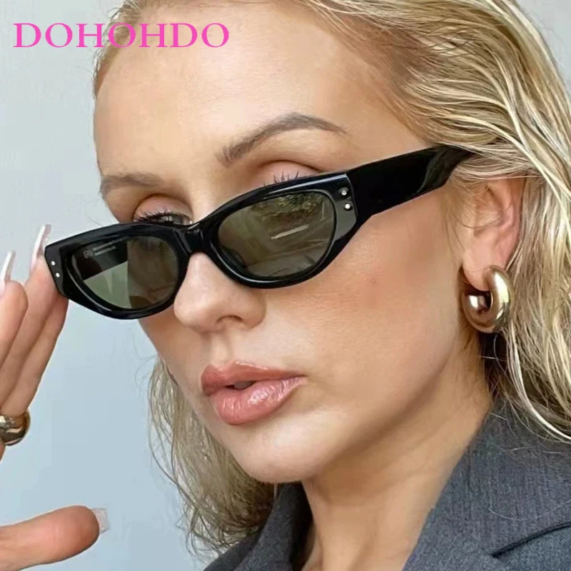 

Popular Fashion Small Cat Eye Sunglasses Women Retro Jelly Colors Shades UV400 Trending Punk Rivets Sun Glasses Lentes De Sol