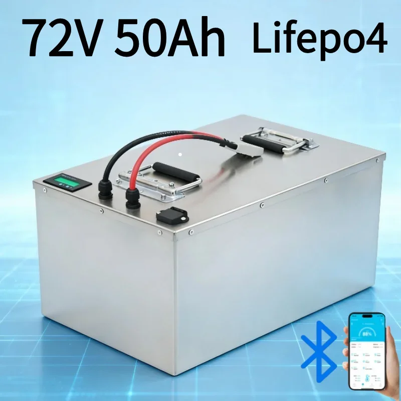 

Аккумуляторная батарея LiFePO4 72В 50Ач с Bluetooth BMS и приложением для электросамокатов, мотоциклов, трициклов, гольф-каров