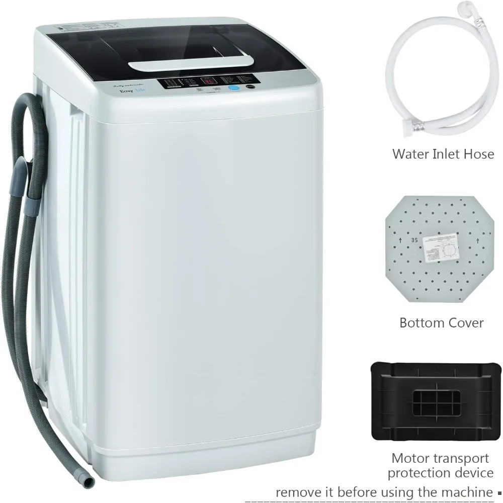 Full Automatic Washing Machine, 2 in 1 Portable Laundry Washer, 1.04 cu.ft 10 Programs Built-in Drain Pump, Top Load Washer