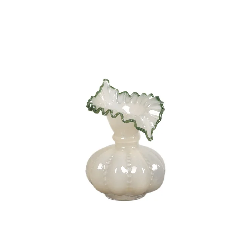 

Medieval porcelain pink pumpkin-shaped glass vase water flower arrangement home decoration