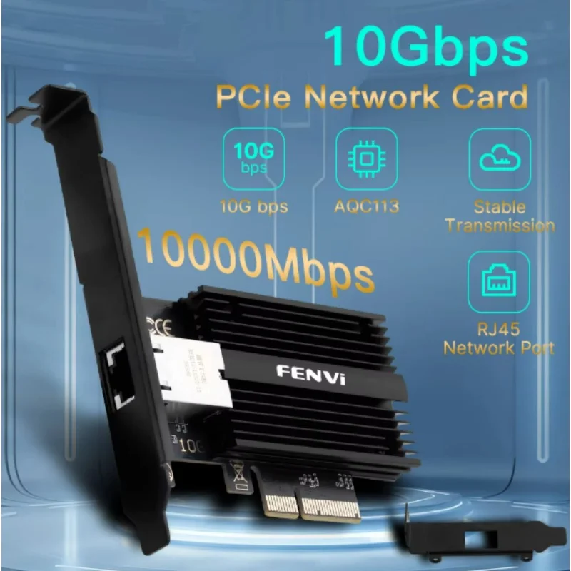10Gbps PCIE To RJ45 Network Card Marvell AQC113 Gigabit Ethernet PCI Express LAN Adapter 10000Mbps For PC Desktop Win10/11