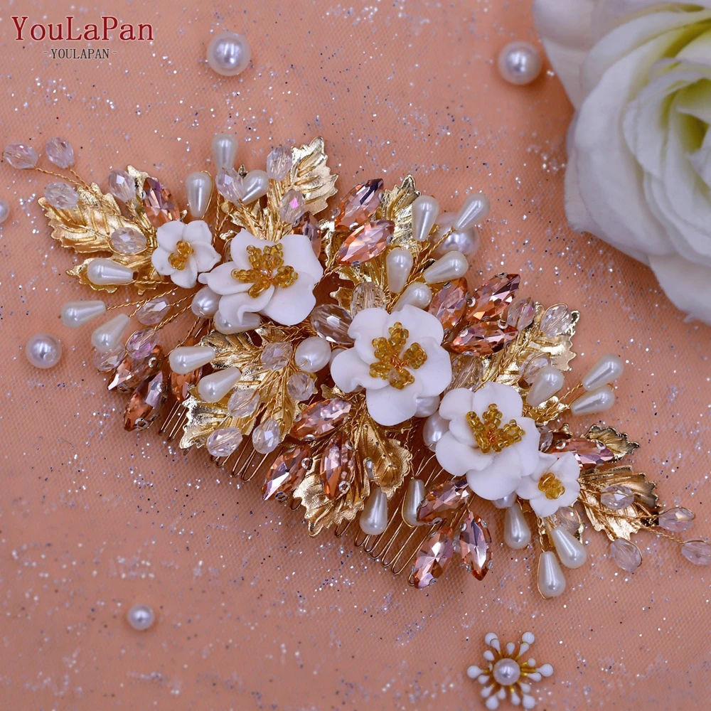 YouLaPan Floral Hair Pieces for Women Wedding Hair Clip Silver Bridal Comb Romantic Wedding Hairpins Bridal Headpieces HP321