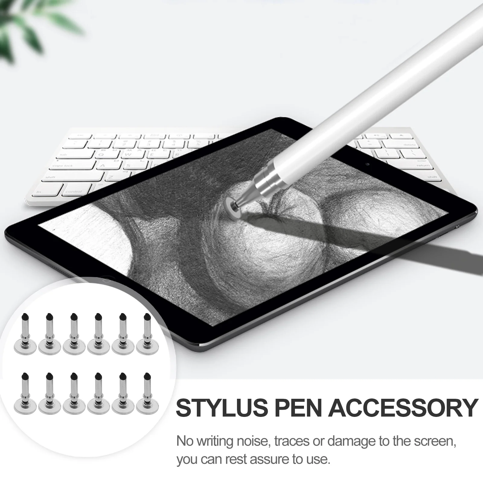 12 Pcs Touch Stylus Touchscreen Pen Tips Accessory Replacement Round Shape Disc Dual Purpose Tablet