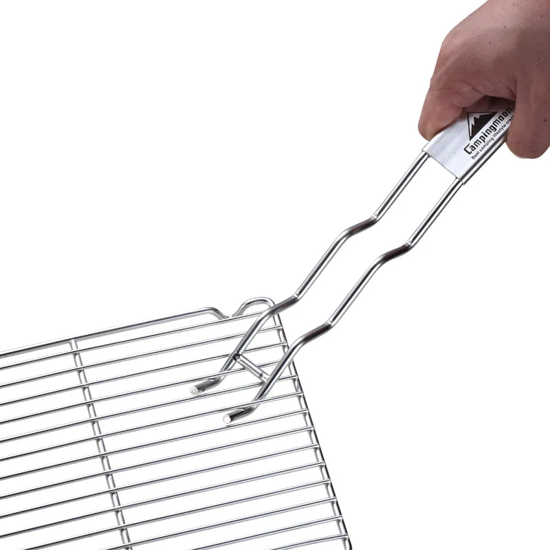 Portable Stainless Steel BBQ Grill Grate Lifter Durable Rust Resistant Outdoor Cooking Grid Lifter Gripper Cookware Equipment