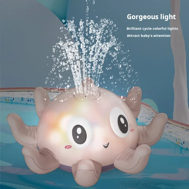 Auto Sensing Electric Spray Water Glowing Octopus Baby Bath Toy Interactive Shower Sprinkler for Toddlers Kids Bath Time Fun