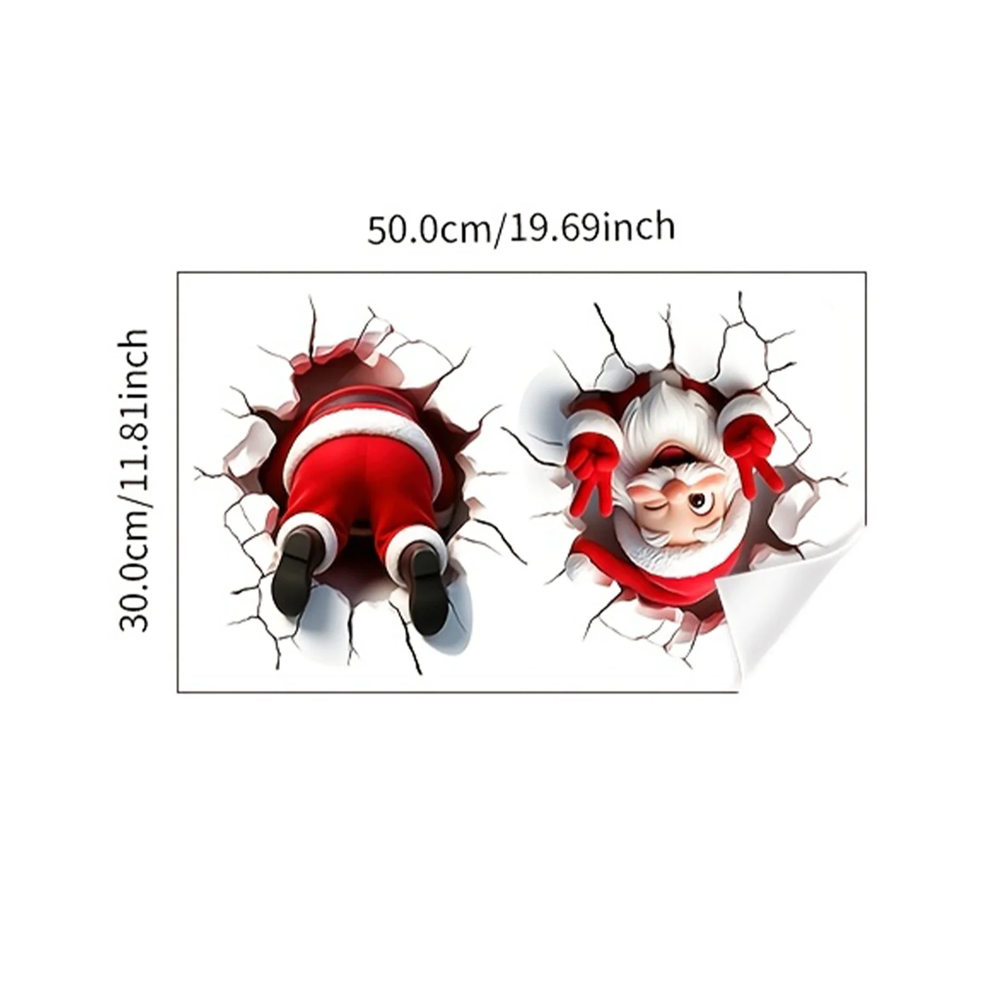 Toilet Stickers 2D Crack Wall Funny Santa Claus Christmas Self Adhesive Removable Waterproof Bathroom Toilet Lid Decor Decals