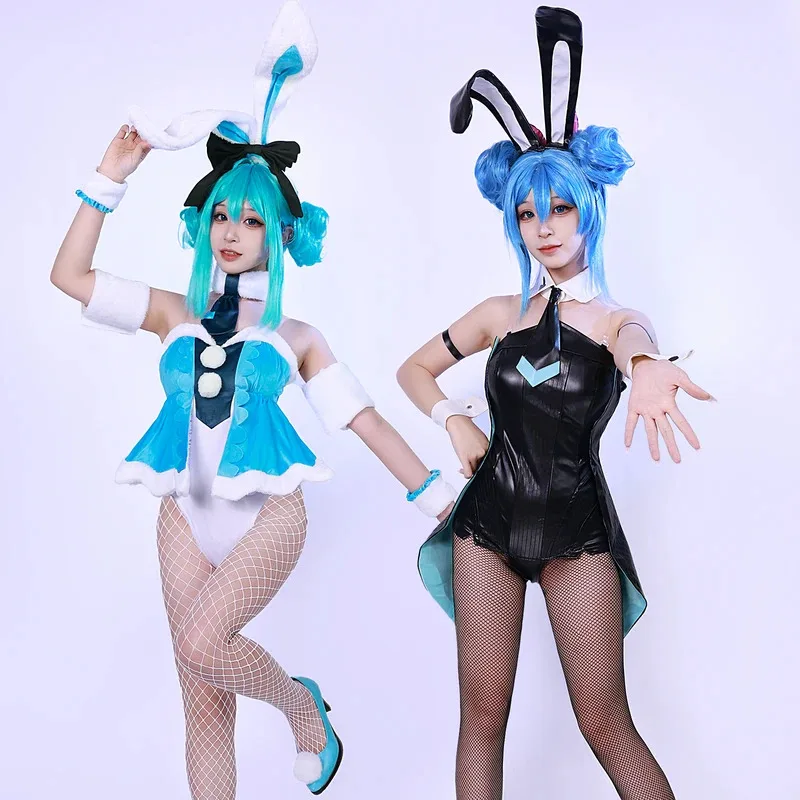 

Miku Cosplay Costumes And Wig Bunny Girl Jumpsuit Anime Role Play Uniform Female Halloween Carnival Party Outfit