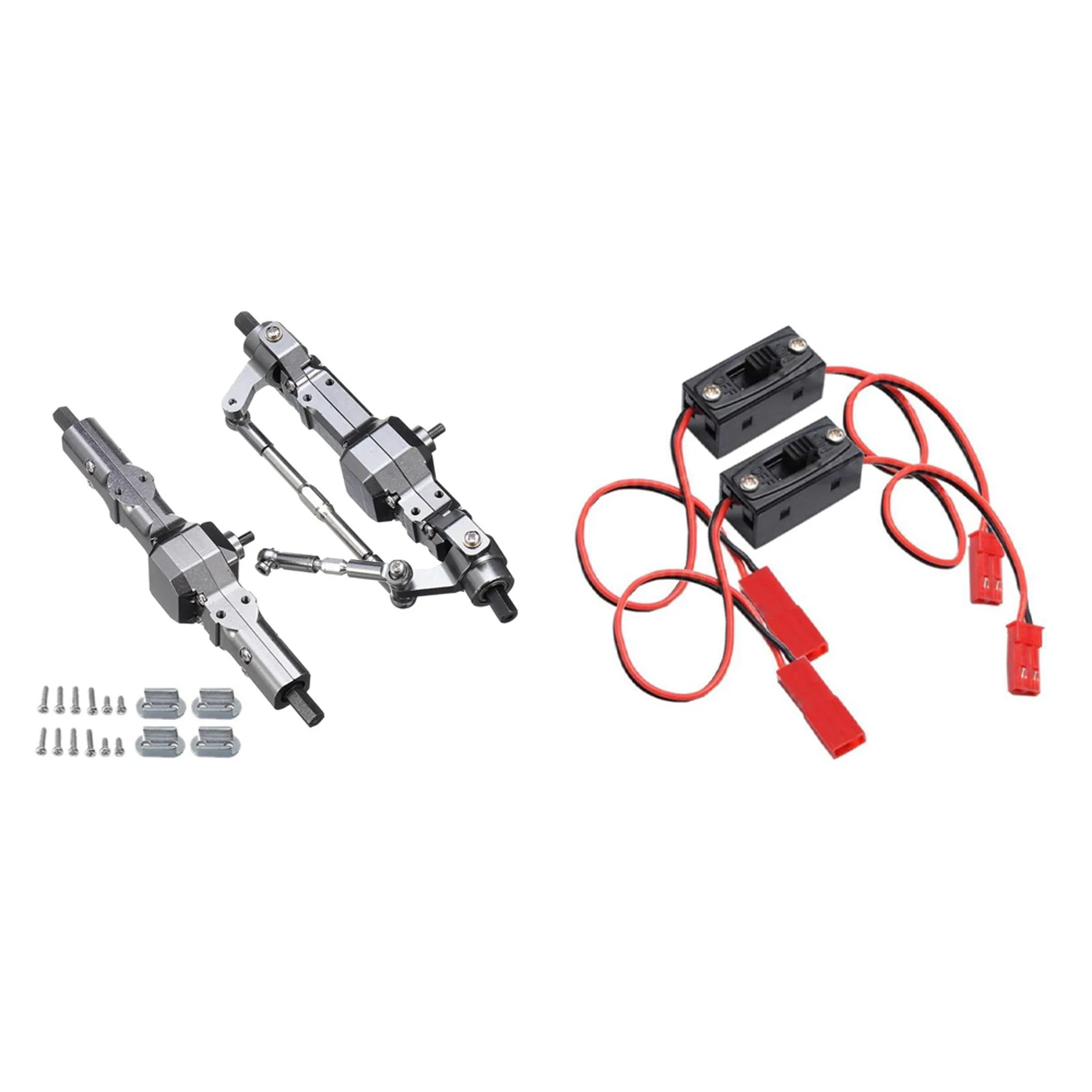 

FBIL-2 Pcs On/Off Power Switch Receiver JST Connector For HSP & 1Set Metal Front & Rear Bridge Axle Gearbox