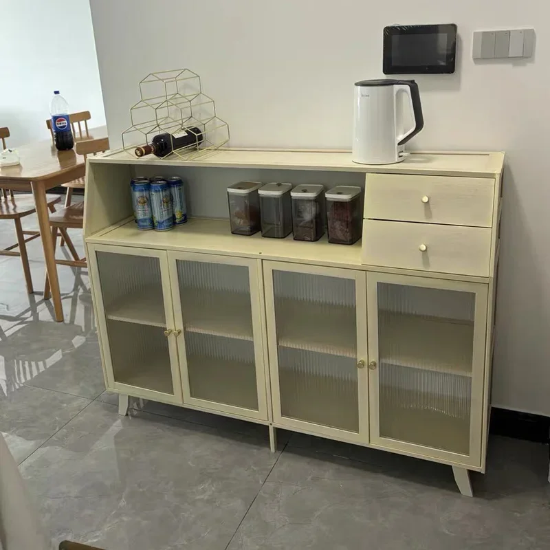 Customizable Bamboo Kitchen Sideboard Storage Cabinet Home Utensils & Dinnerware Rack for Living Room