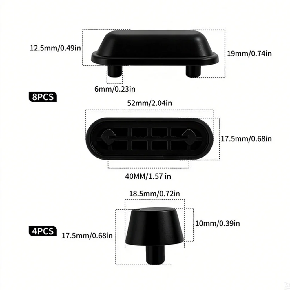 12-Piece Toilet Seat Pad Set ABS Anti-Slip Buffer Bumpers for Quiet Lid Closure Home Hotel Bathroom Use Black Brown