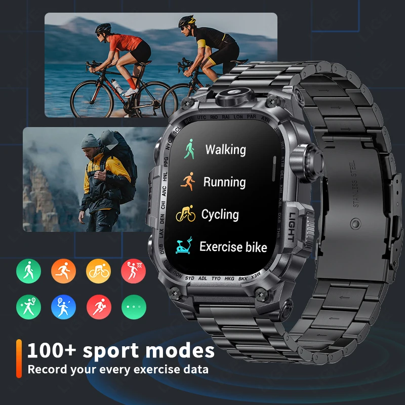LIGE New Outdoor Smart Watch Men 650mAh Battery Flashlight 2.01'' HD Sport Watches Bluetooth Call Waterproof Man Smartwatch 2025 - Image 5