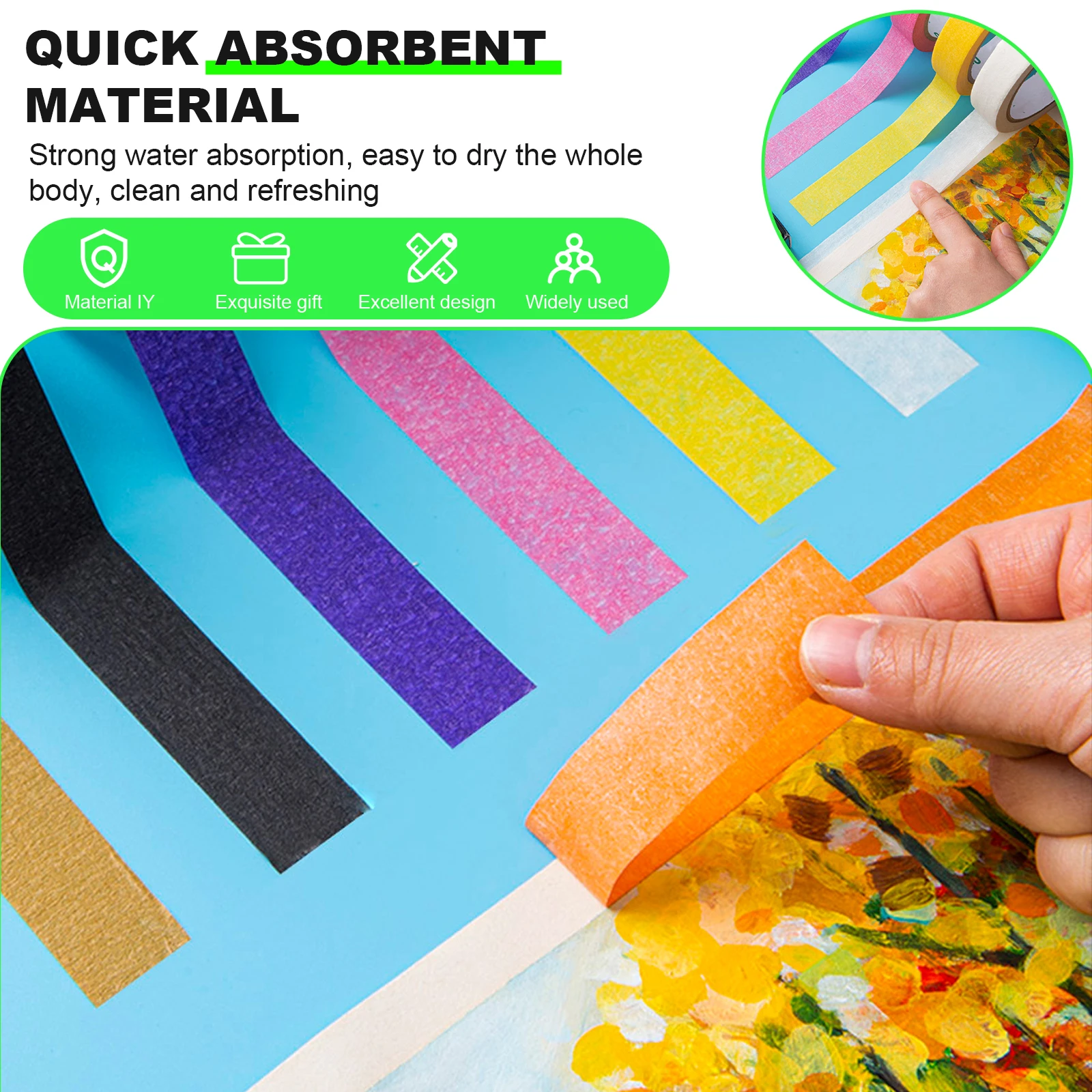 30 قطعة شريطٌ لاصق ملون لتقوم بها بنفسك شريط وضع العلامات الحرفية أشرطة ورق لاصق أشرطة ثني الملابس متعددة الوظائف