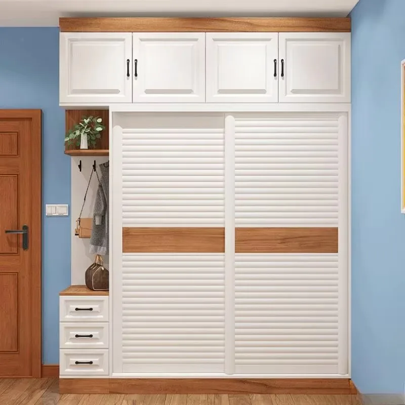 Sliding Doors Wardrobe Closet Hanging Clothes Wooden Clothes Organizer Wardrobes Bedroom Storage Armario Resina Furniture Home