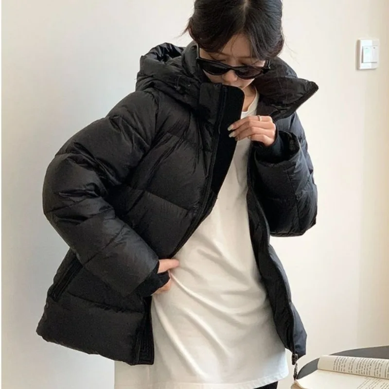 2023 New Women Down Jacket Winter Coat Female Short Parkas Loose Thick Warm Outwea Hooded Versatile Fashion Commuting Overcoat