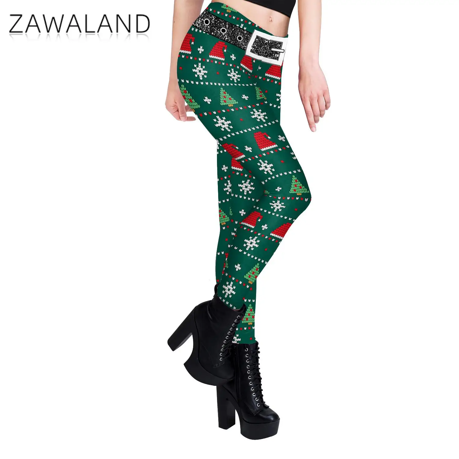 ZAWALAND Christmas Leggings for Girl Funny snowflake Pattern Pants Fitness Workout Trousers Xmas Party Clothing Leggings