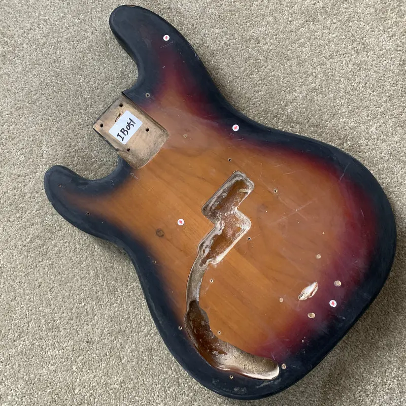 

IB051 Left Hand Electric Bass Sunburst Color Precision Bass Body in Solid Wood Surface Damages Cracks Speical Sales