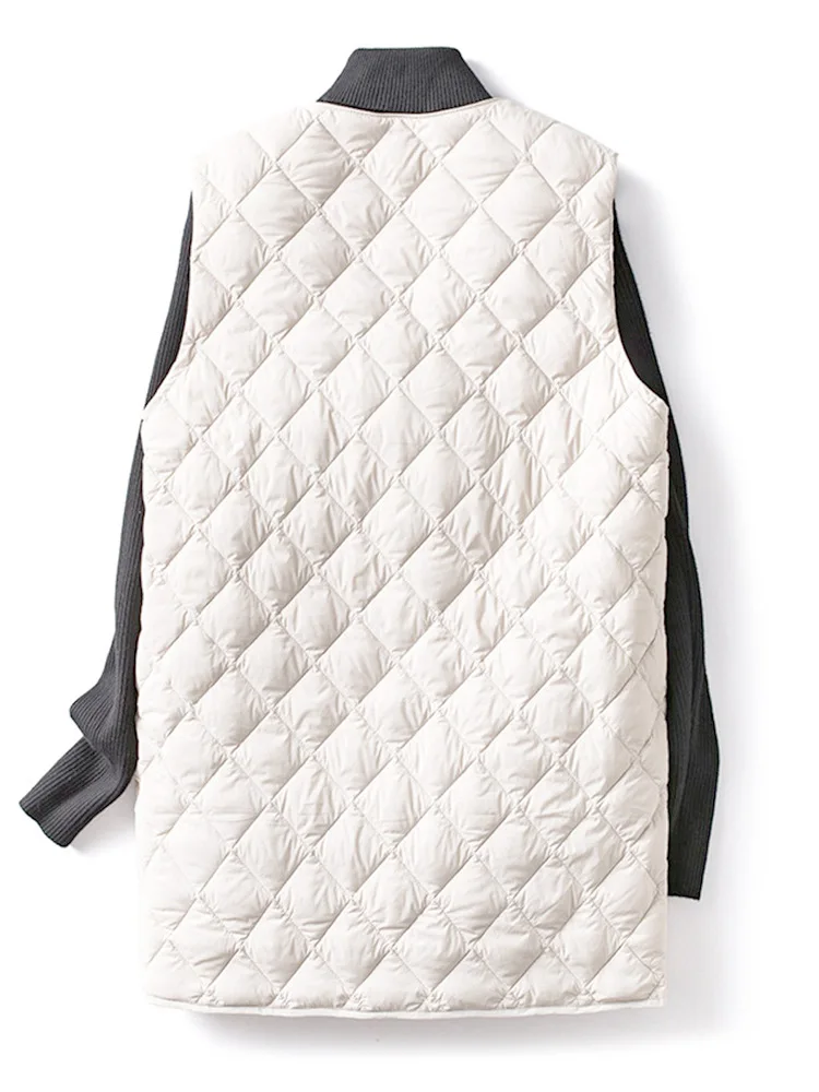 Autunno inverno caldo piumino gilet donna Ultra leggero bianco piumino d'anatra gilet parka signora senza maniche corto Bigsize canotta