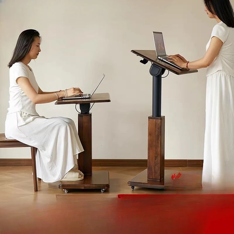 North American black walnut, mobile lifting computer desk