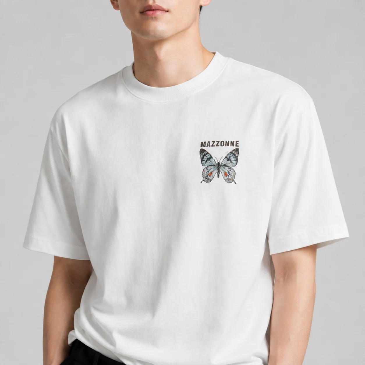 MAZZONNE Watercolor Butterfly Graphic T Shirt Men Women Oversized Short Sleeve Tee Front Back Print Flock Letter Streetwear