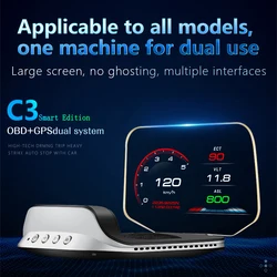 C3 OBD2 HUD Car Head Up Display Digital Speed Projector Car Speedometer GPS HUD Navigation Glass Projection Security Alarm