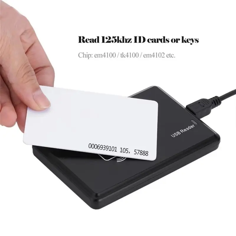 ABZZ-USB RFID Reader 125Khz EM4100 ID Contactless Sensitivity Smart Card Reader TK4100 Support Window System RFID Reader