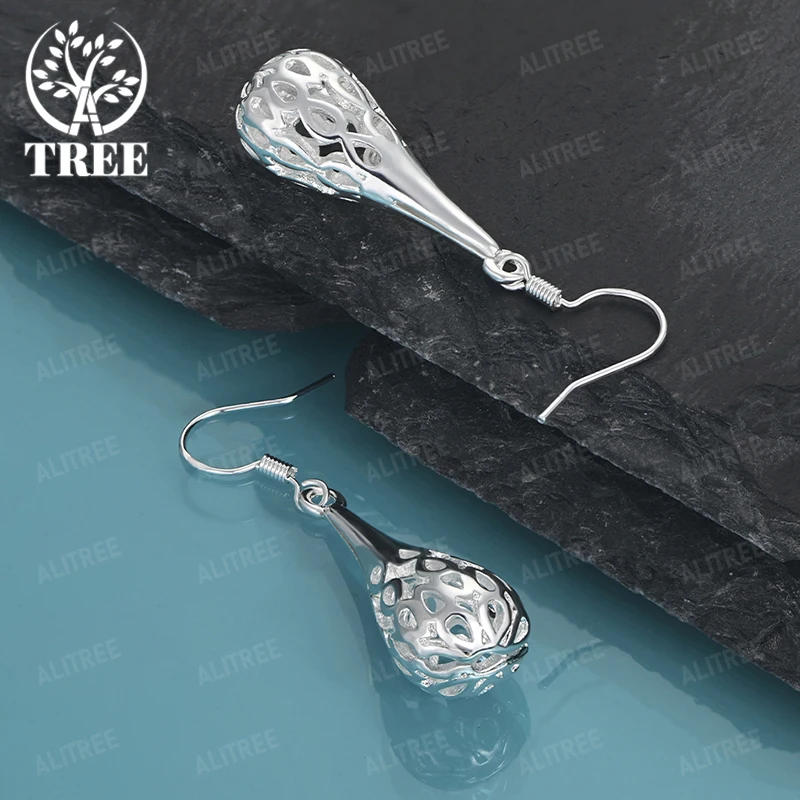 Classic 925 Sterling Silver Hollow Water Drop Earrings For Women Jewelry High-Quality Luxury Accessories Anniversary Party Gifts