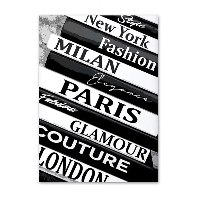 Wall Prints Canvas Art,Stylish Black and White Paris Towel, Nordic Girl Fashion Shop Posters, Ideal for Living Room Home Decor