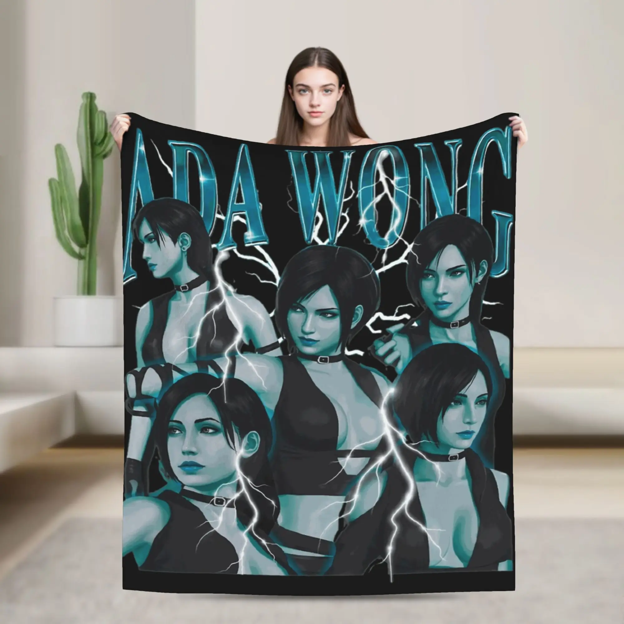 Ada Wong Residents Evils Vintage Lightning Blanket Fleece Decoration   Multifunction Warm Throw Blanket for Bed Car Bedspread
