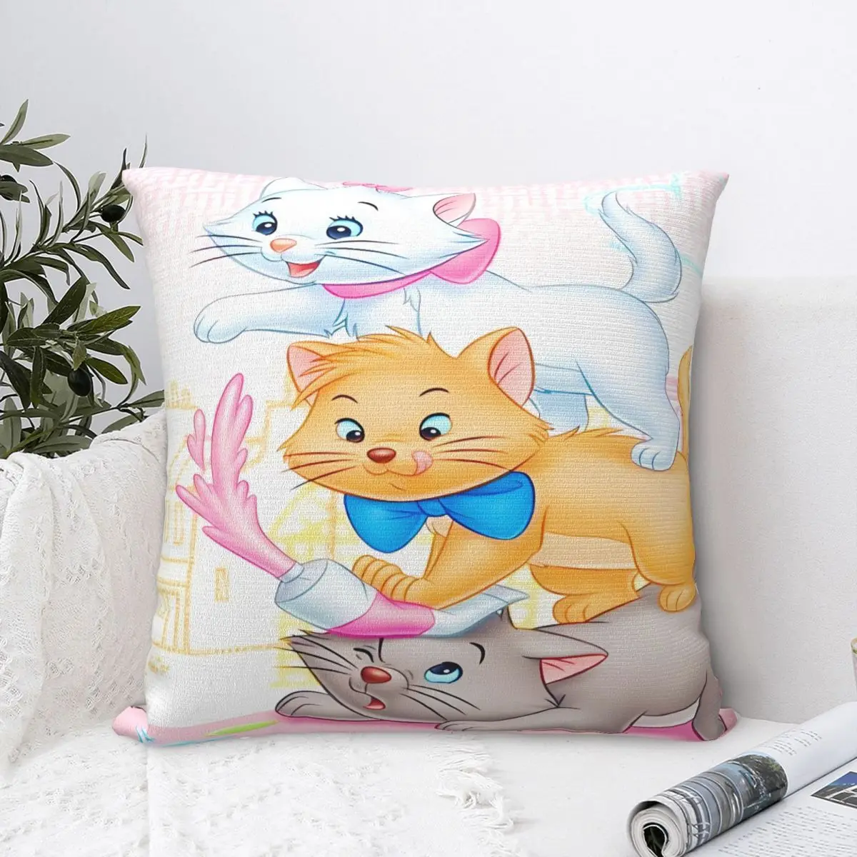 

Pillow Case Marie Cat Soft Pillow Cover Retro Trendy Cushion Cover Custom DIY Pillowcases For Sofa Bedroom Home Decor