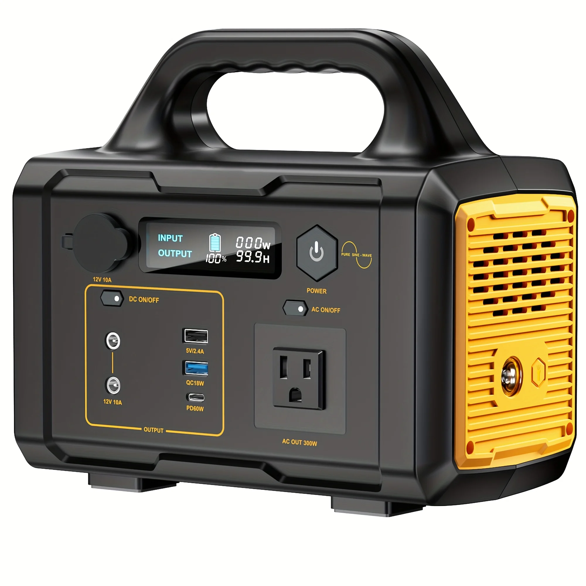 

300w Portable Energy Storage Power Supply With 120v Ac Outlet And 60w USB-c Pd Output For Home Camping Rv And Emergency Power