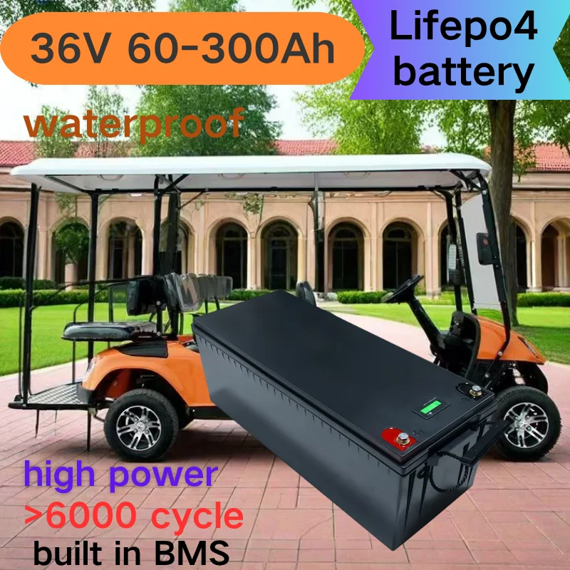 

36 В 60 Ач 80 Ач 100 Ач 120 Ач 150 Ач 200 Ач 300 Ач LifePo4 литиевая батарея, тележка для гольфа 3000 Вт, электромобиль + зарядное устройство