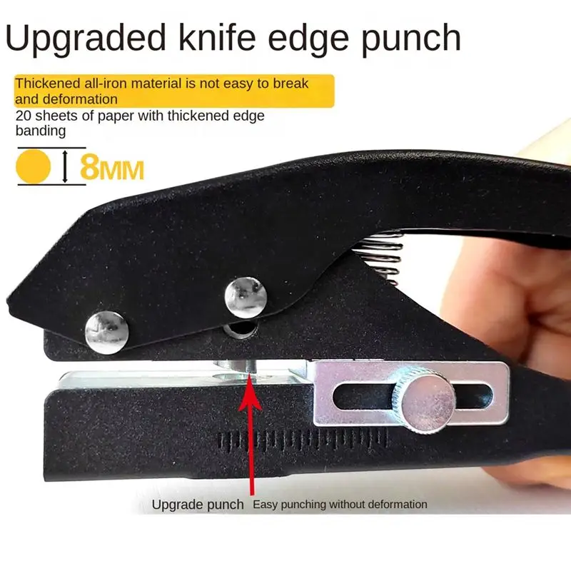 AT02-8Mm Circle Hole Punch Paper Punch Hand-Held Round Single Hole Punch For ID Cards PVC Cards Badge Photos Durable