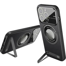 Magnetic Phone Case with Kickstand for iPhone 15 Pro Max Plus 14 13 12 11 Stand Mobile Cases Large Viewport Hard PC Back Cover