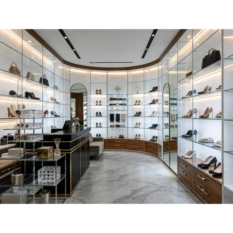 

custom.Luxury Pull Revolving Display Rack Cabinet Kiosk LED Lighting Shoes Protective Cover Painted Backdrops Retail Sto