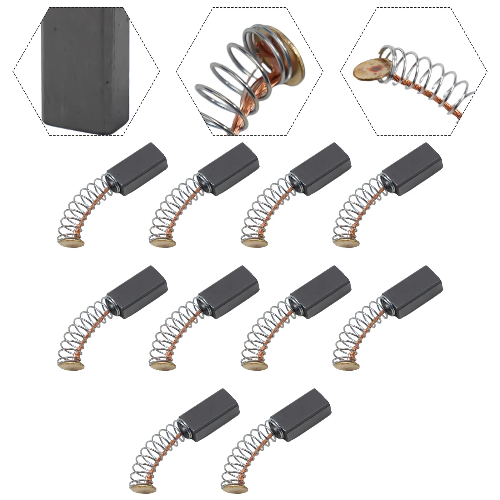 10pcs Carbon Brushes 12mm X 6mm X 4mm For Electric Motor Brush Replacement In Power Tools And Motor Repair Applications