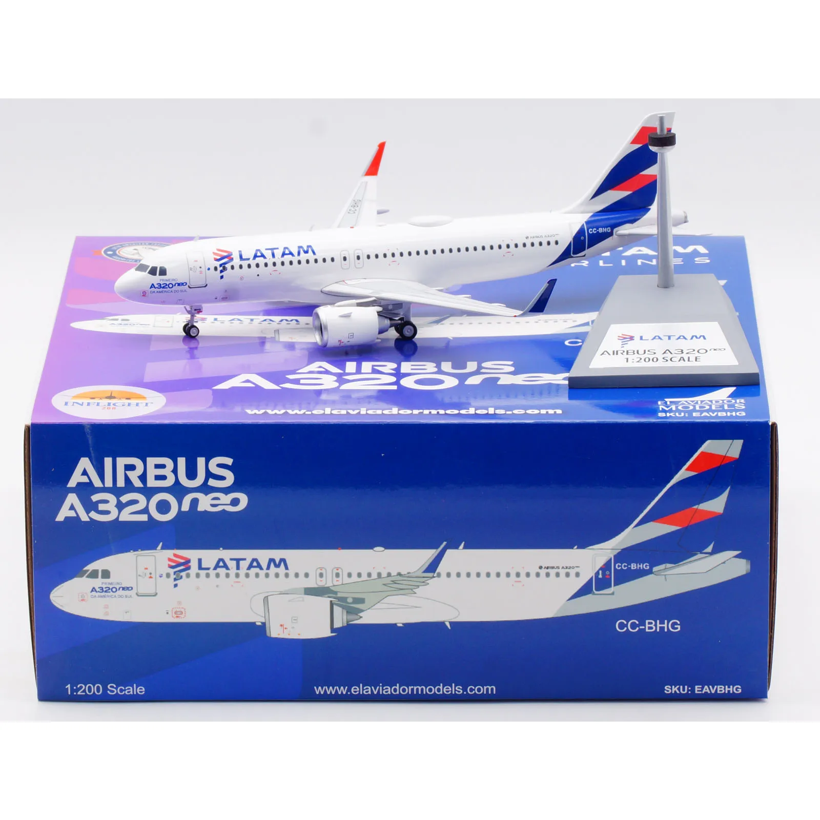 EAVBHG Alloy Collectible Plane Gift El Aviador 1:200 Latam Airlines Airbus A320NEO Diecast Aircraft JET Model CC-BHG With Stand