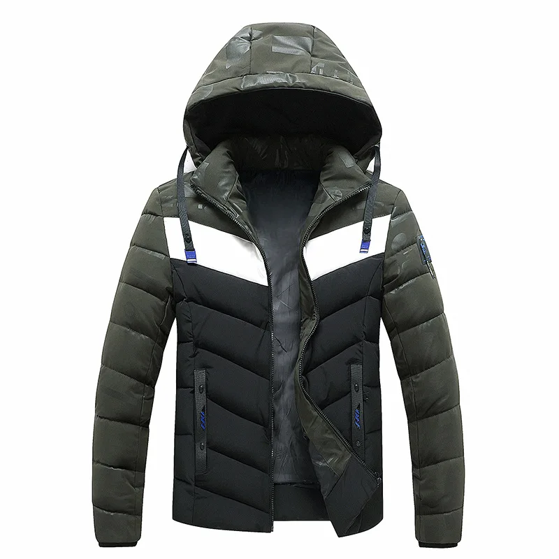 Men\'S Autumn Winter Warm Color blocking Hooded Coat Outdoor Sports Hiking Mountaineering Camp Hunting Oversized Jacket