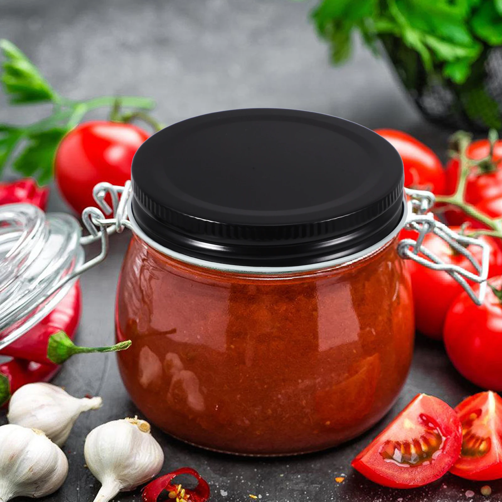 

12Pcs Jar Tinplate Covers Lids 70mm Black Leakproof Sealing Caps Storage Solid Lid for Bottles