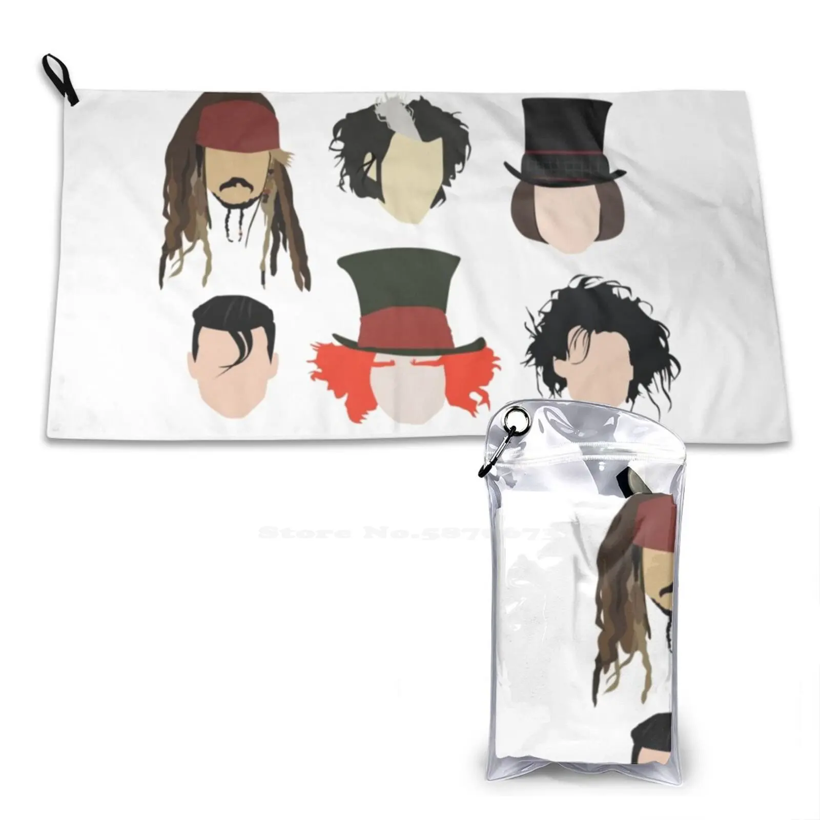 Johnny Depp-Famous Characters Soft Towel Quick Dry Beach Towel Edward Scissorhands Johny Depp Johnny Depp Captain Tim Burton