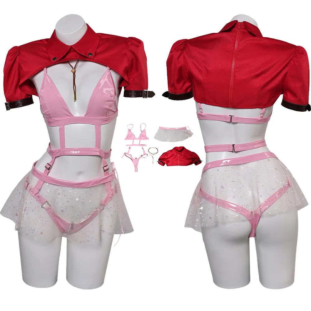 

Эротический купальник для косплея Aerith, женское нижнее белье, костюм для финальной игры, фантазийный костюм для косплея, бикини, женский купальник на Хэллоуин, карнавал, фотокостюм
