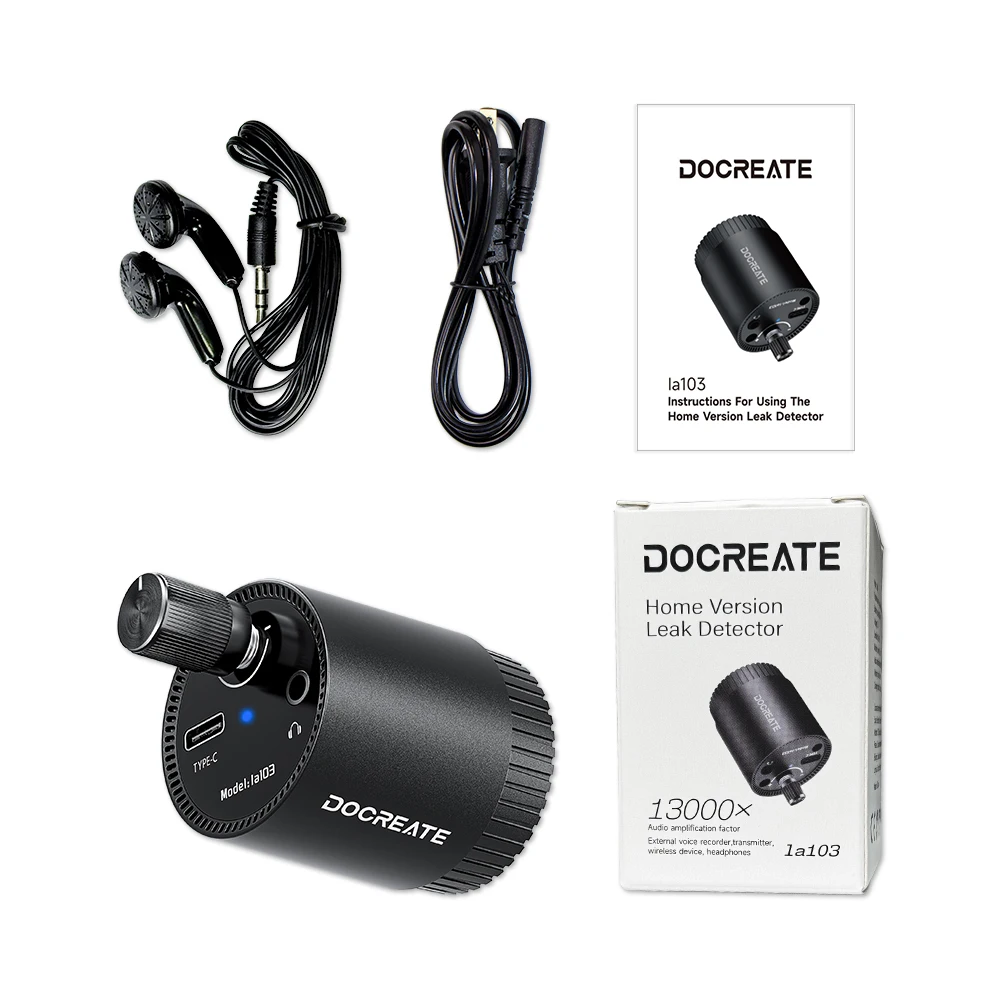 Pipe Leak Detector Type C, Water Pipe and Underfloor Heating Sound Collector, Sound Amplifier, Suitable for Detecting Pipe Leaks