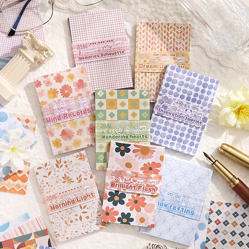 50 pcs Vintage Paper Multi Style Deco Retro Stationery Writing Paper Junk Journal Label Scrapbooking Material Supplies