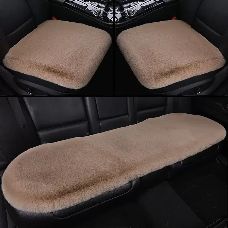 Long Plush Car Seat Cover Warm Universal Car Seat Cover Sets Front Rear Seats Mat Fluffy Car Seat Cover Wool Fur Chair Cushion